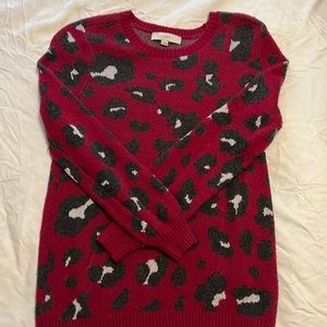 LOFT Maroon Animal Print Sweater